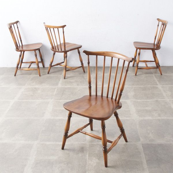 IZ60917C 4脚セット アーコール ERCOL ファンバックチェア コームバックチェア ダイニングチェア オールドコロニアル 英国 スピンドル  入園入学祝い