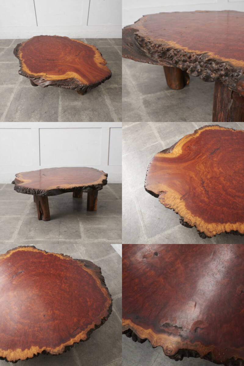 IZ63644N☆花梨 葡萄杢 一枚板 唐木 銘木 ローテーブル 和家具 天然木