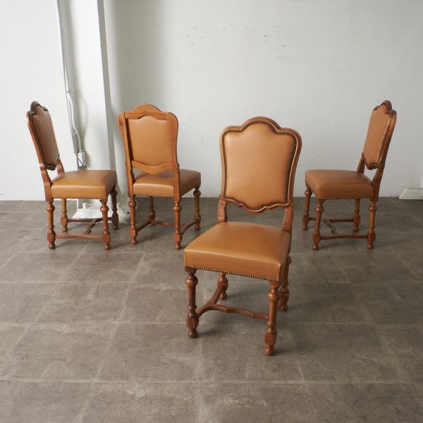 楽天市場】フランス アンティーク ダイニングチェア 本革 鋲打ち