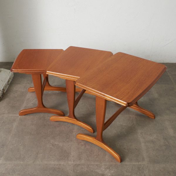 楽天市場】ネストテーブル 53.5cm幅 チーク材 ナチュラル 北欧風