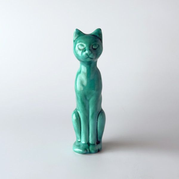 ヴィンテージ アンティーク セラミック 毛糸玉で遊ぶ白猫 置物