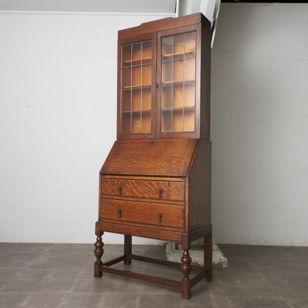 イギリス アンティーク 家具 ビューローブックケース デスク 本棚 6053d イギリスアンティーク家具 ビューローブックケース アンティーク