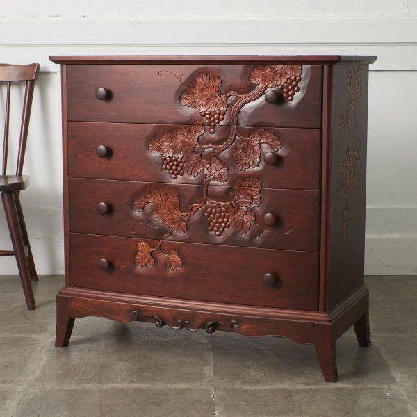 楽天市場】伝統工芸 軽井沢彫り 桜彫刻 5段 チェスト 細密 木彫刻 無垢