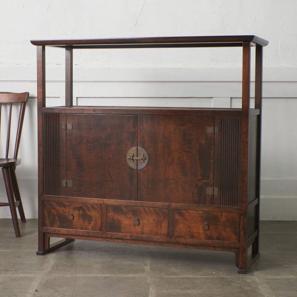 楽天市場】李朝家具 無垢材 古鉄金具 半閉櫃 バンダジ 半閉じ箱 時代物