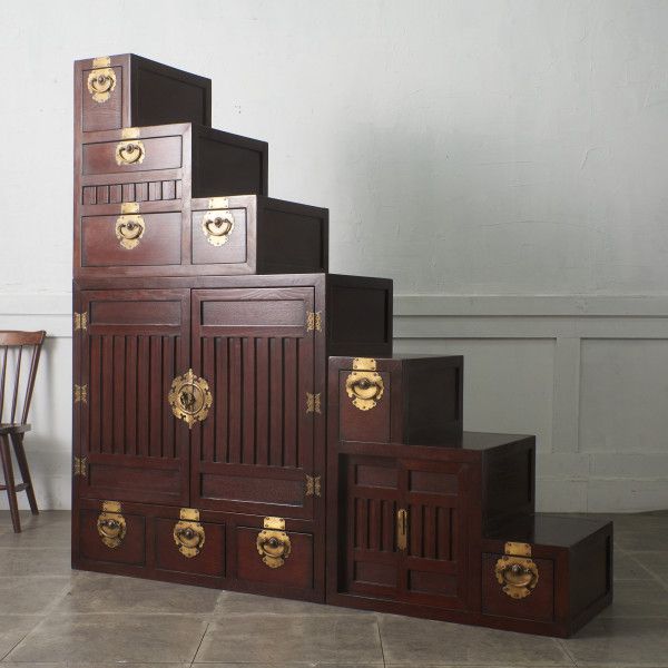 楽天市場】李朝家具 無垢材 古鉄金具 半閉櫃 バンダジ 半閉じ箱 時代物