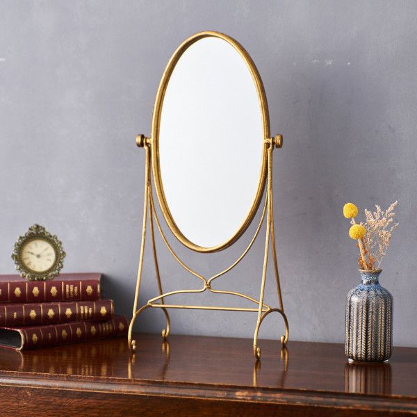 アンティーク　ゴールド装飾スタンドミラー 9060440.jpg