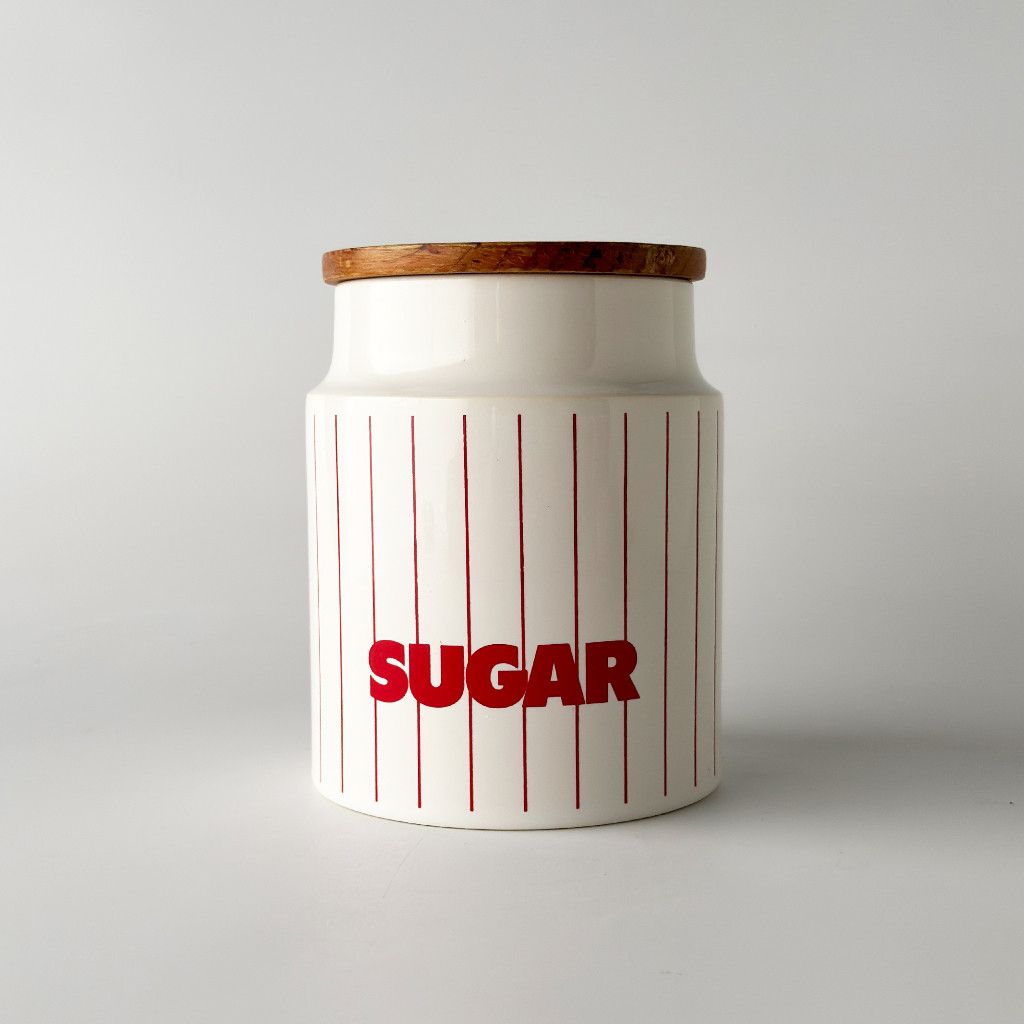 HORNSEA ホーンジー STRIPE ストライプ キャニスター SUGAR シュガー イギリス ヴィンテージ ジャー ホーンジー 赤 レッド レア 101549｜rocca rocca