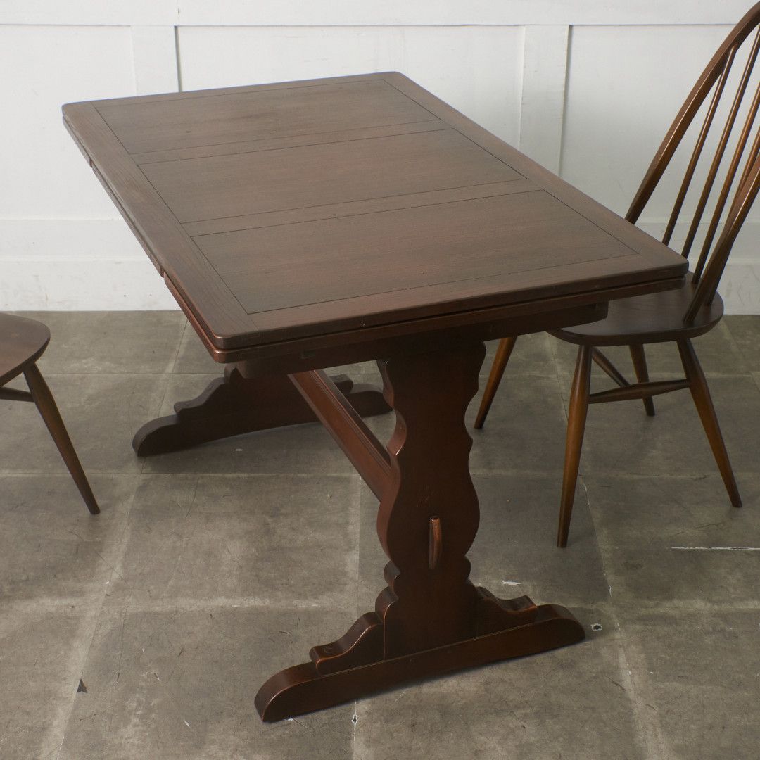 ERCOL ドローリーフ リフェクトリーテーブル 英国 ヴィンテージ エルム 木製 ダイニングテーブル 拡張天板 アーコール イギリス 101683｜rocca rocca