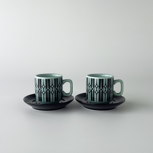 Hornsea エスプレッソ カップ&ソーサー 2セット Geo イギリス 輸入 雑貨 ミッドセンチュリー 英国 ホーンジー おしゃれ 80850