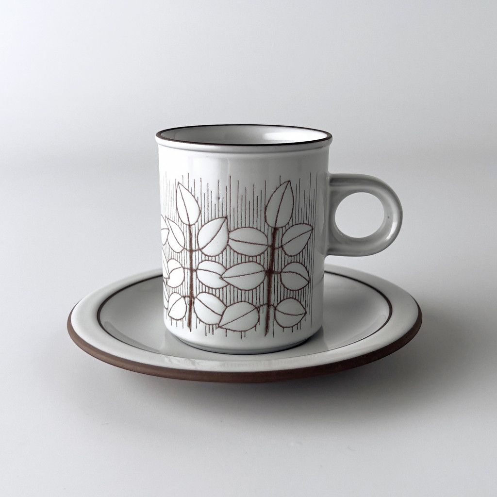 HORNSEA カリスマ カップ＆ソーサー 英国 ヴィンテージ ホーンジー charisma イギリス ビンテージ ホワイト 陶器 食器 植物 葉 84124