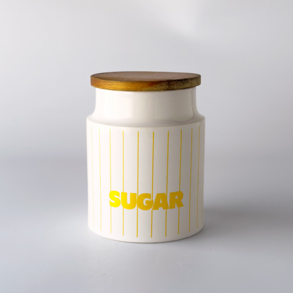HORNSEA ホーンジー STRIPE ストライプ キャニスター SUGAR 砂糖 イギリス ヴィンテージ ジャー 保存容器 イエロー 黄色 レア 93984
