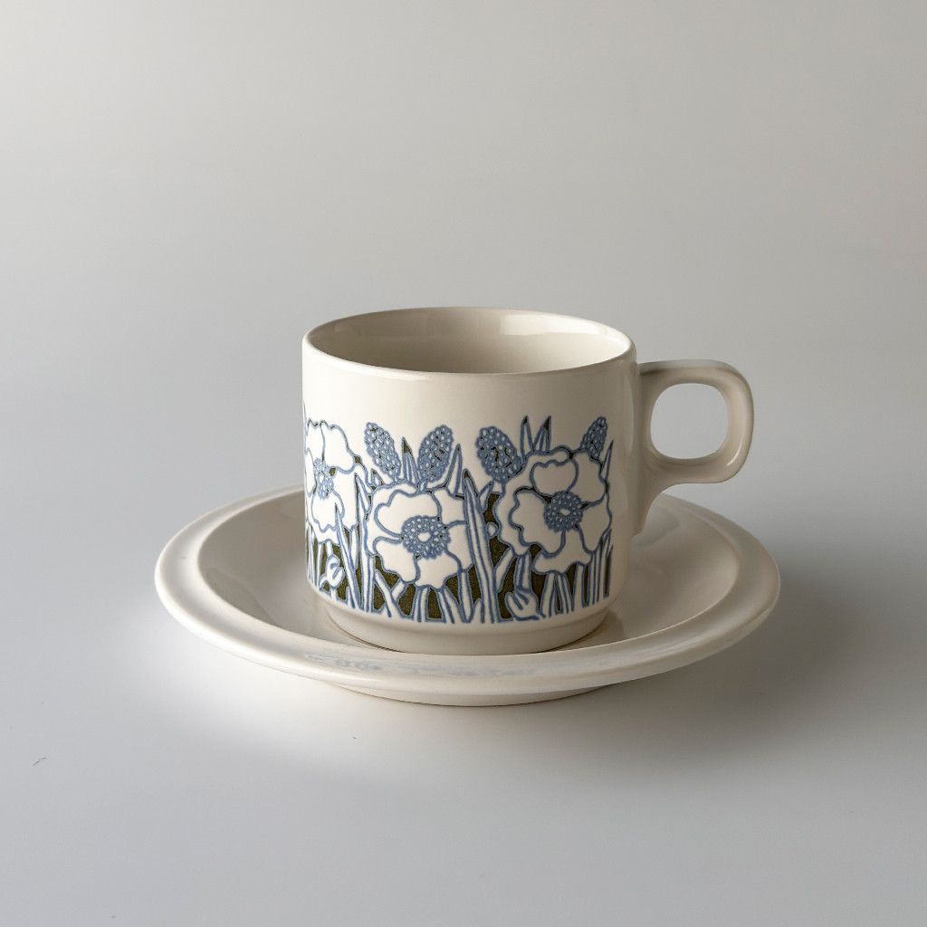 レア HORNSEA フルール カップ＆ソーサー 英国 ヴィンテージ ホーンジー fleur イギリス ビンテージ ブルー 花柄 食器 陶器 98832