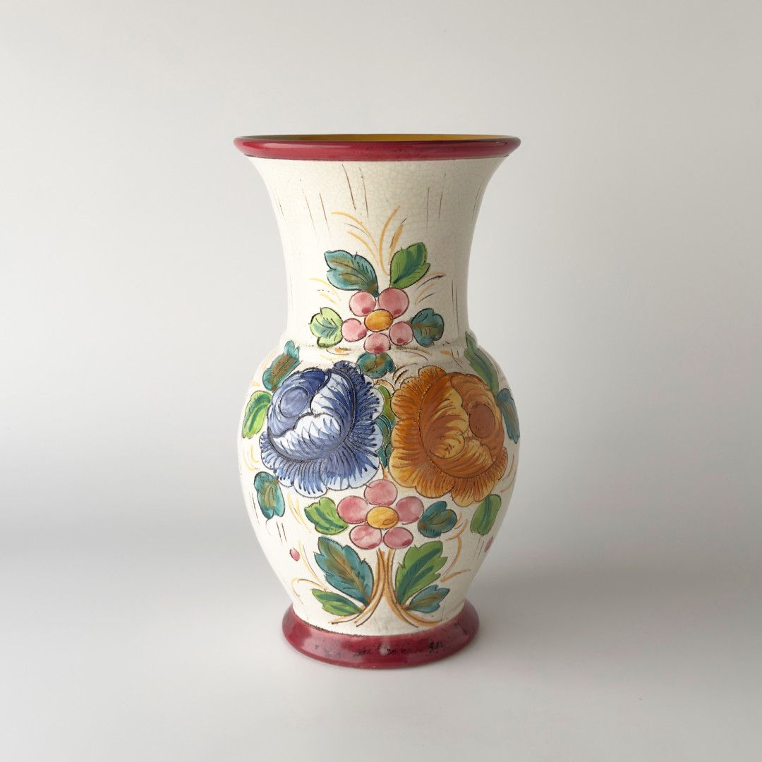 伊 ヴィンテージ フラワーベース 陶器 花器 花瓶 水差し マヨリカ焼き オブジェ 一輪挿し イタリア ビンテージ モダン アート 77224|rocca rocca