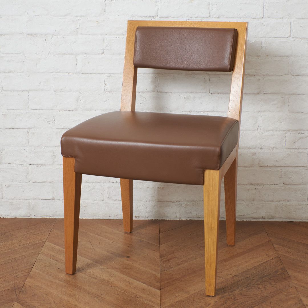 MOROSO CARTIER ダイニングチェア 本革 アームレス チェア ビーチ 食卓 イス 椅子 木製 サイドチェア モローゾ イタリア モダン 94723｜rocca rocca
