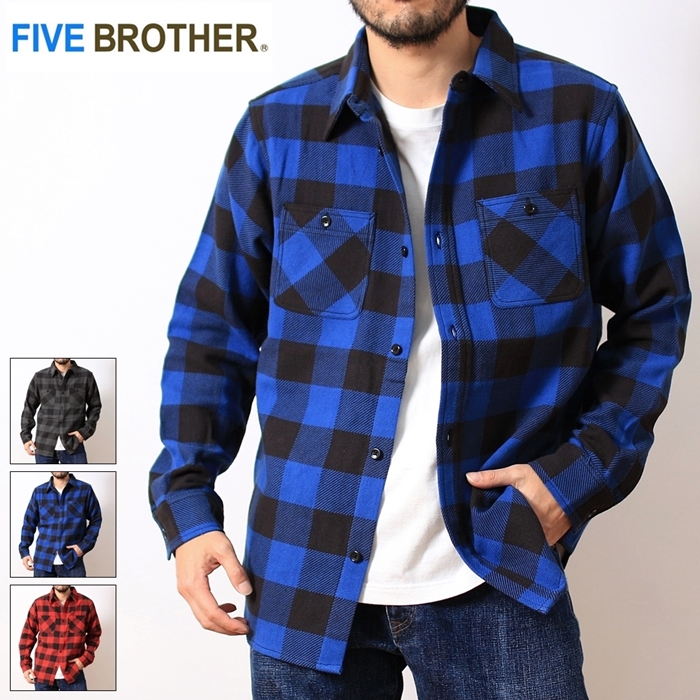 【楽天市場】【送料無料】 ネルシャツ FIVE BROTHER ファイブ 