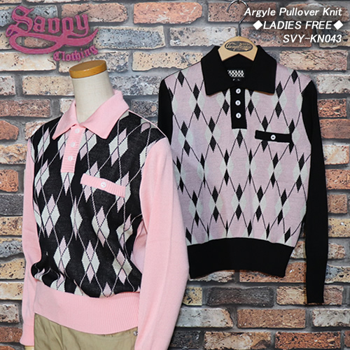 SAVOY CLOTHING Argyle Pullover Knit アーガイル プルオーバー ニット 長袖 チェック レディース サヴォイクロージング ロカビリー ファッション SAVOY CLOTHING Argyle Pullover Knit アーガイル プルオーバー