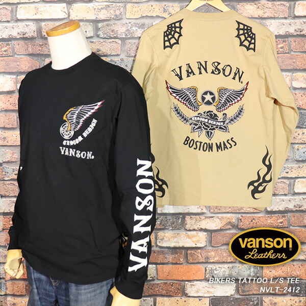 VANSON バンソン BIKERS TATTOO L/S TEE NVLT-2412