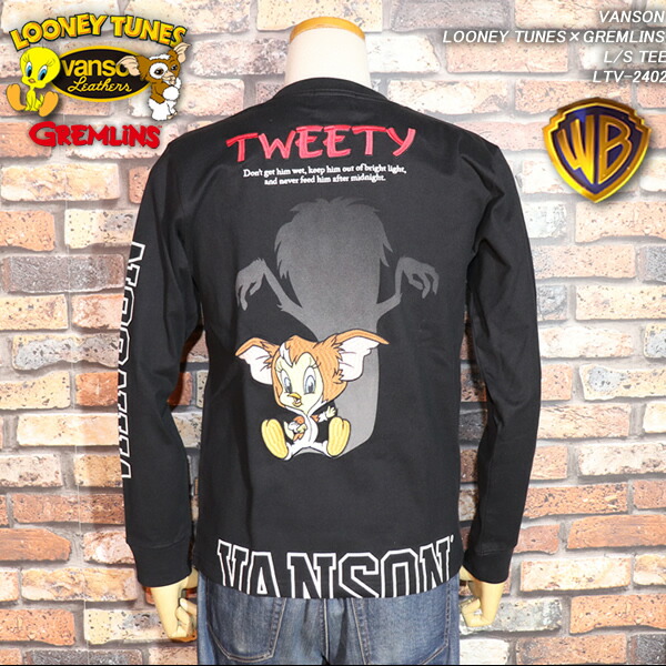 VANSON バンソン LOONEY TUNES×GREMLINS ルーニーチューンズ×グレムリンコラボ ワーナブラザーズ100周年記念モデル L/S TEE  LTV-2402