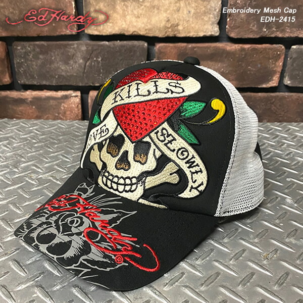 楽天市場】ED HARDYエド・ハーディー◇EH 刺繍メッシュキャップ
