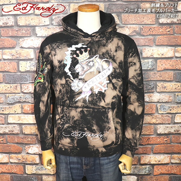 楽天市場】ED HARDYエド・ハーディー◇EH 刺繍&プリントパーカー
