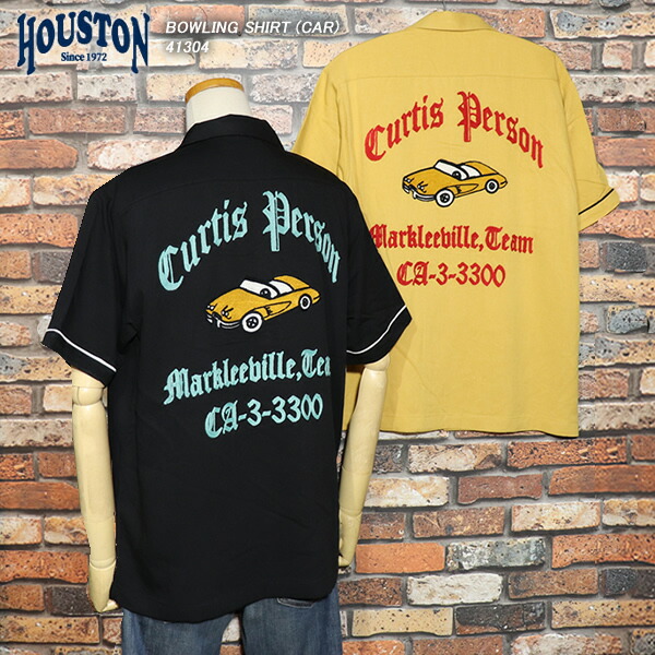 HOUSTON ヒューストン BOWLING SHIRT CAR ボウリングプルオーバー 車柄 41304 50\u0027S流行り物 ロック ロカビリー 刺し通すプルオーバー