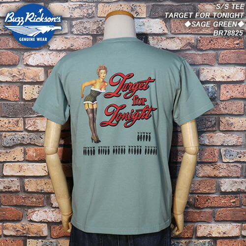 楽天市場 Buzz Rickson Sバズリクソンズ S S Tee Target For Tonight Sage Green Br785 Cream Soda Shop Garage Paradise