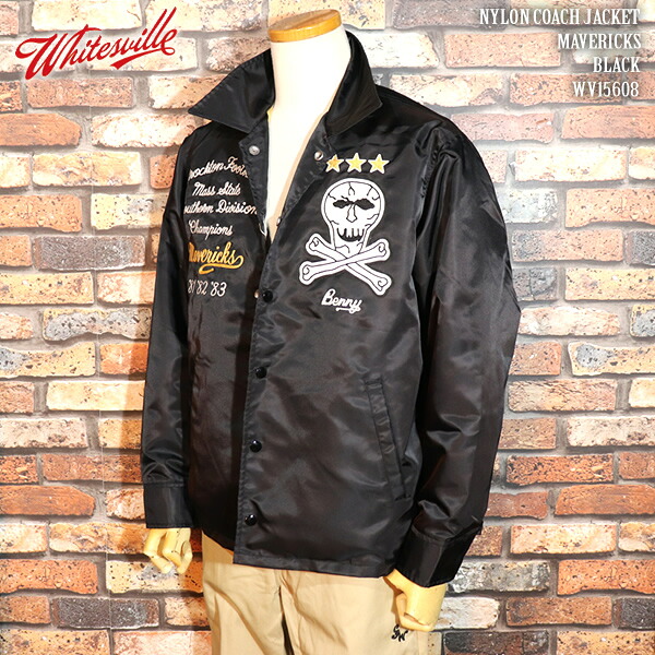 WHITESVILL NYLON COACH JACKET MAVERICKS BLACK ホワイツヴィル ナイロンコーチジャケット マーベリックス WV15608 |CREAM SODA SHOP Garage PARADISE