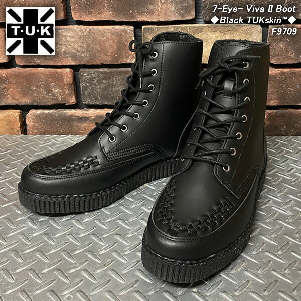 T.U.K.7-Eye- Viva II Boot7ホール・ヴィラ2 クリーパーブーツ<br>ラバーソールBlack TUKskin・・F9709<br>