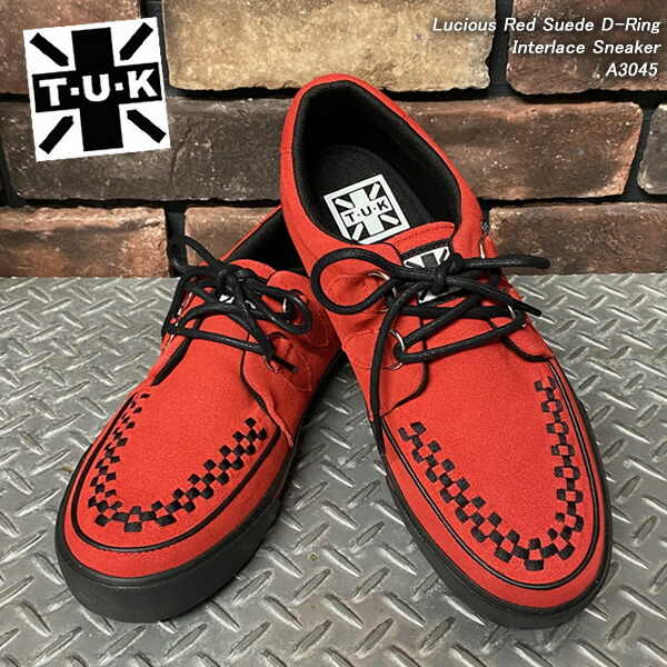 T.U.K ティーユーケー Lucious Red Suede D-Ring Interlace Sneaker Dリングスニーカー レッドスウェード A3045画像