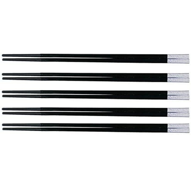 J-kitchens 箸 5膳セット ＰＢＴ250和洋中先丸 はし 黒ＯＭ／銀 日本製