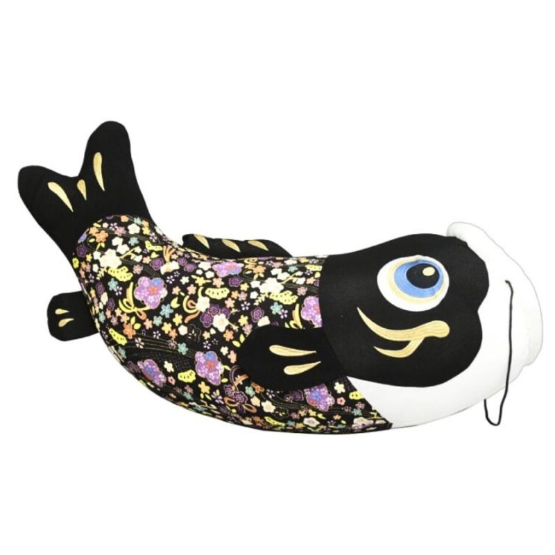 五月人形 脇飾り ぬいぐるみ 鯉ぬいぐるみ 黒 大サイズ 77cm