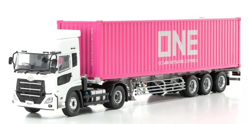 京商 (Kyosho) 京商オリジナル 1/43 UDクオンGK日本トレクスコンテナセミトレーラー (ホワイト/ONE コンテナ) 完成品 KS03939B｜ロックオンショップ