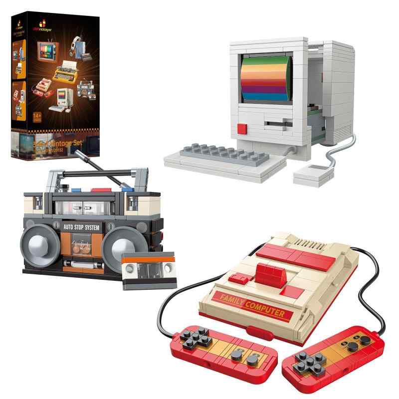 JMBricklayer ヴィンテージ 組み立ておもちゃ 玩具 セット、大人用ヴィンテージ 組み立てブロックセット、3 で 1 ヴィンテージ ディスプレイモデル オフィスルームデコレーション、誕生日 プ｜ロックオンショップ