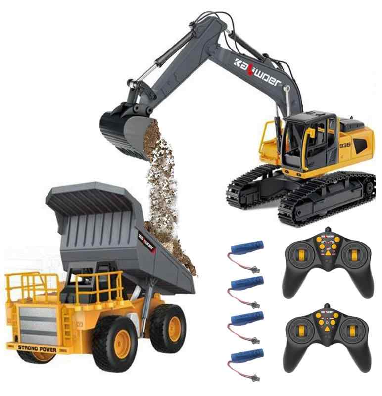 ラジコンカー こども向け ダンプカー&amp;ショベルカー ラジコン エンジニアリング車両 多機能 建設車両 RCカー 1/24スケール LEDライト搭載ラジコン 車 おもちゃ 室内遊び 男の子 誕生日 プレ｜ロックオンショップ