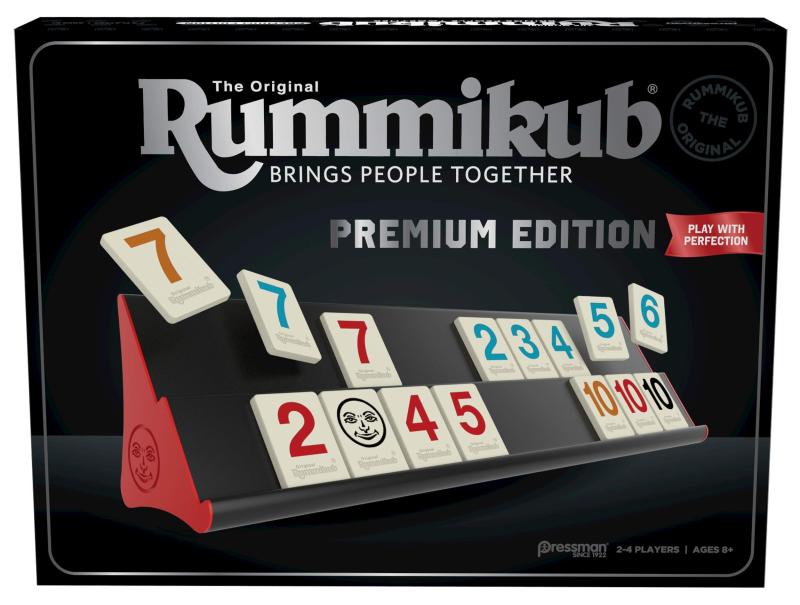PressmanのRummikub プレミアムエディション - ラックが特徴 - 大量の刻印タイルと収納バッグ付き Pressmanによる究極のラミクブ体験、シルバー｜ロックオンショップ