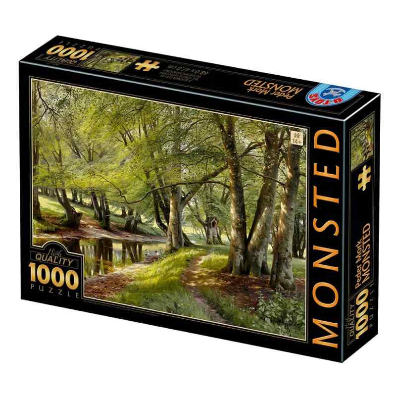 1000ピース ジグソーパズル D-Toys・77417-MO02 Peder M・・rk M・・nsted : A Summer Day in the Forest with Deer in the Background 47×68cm