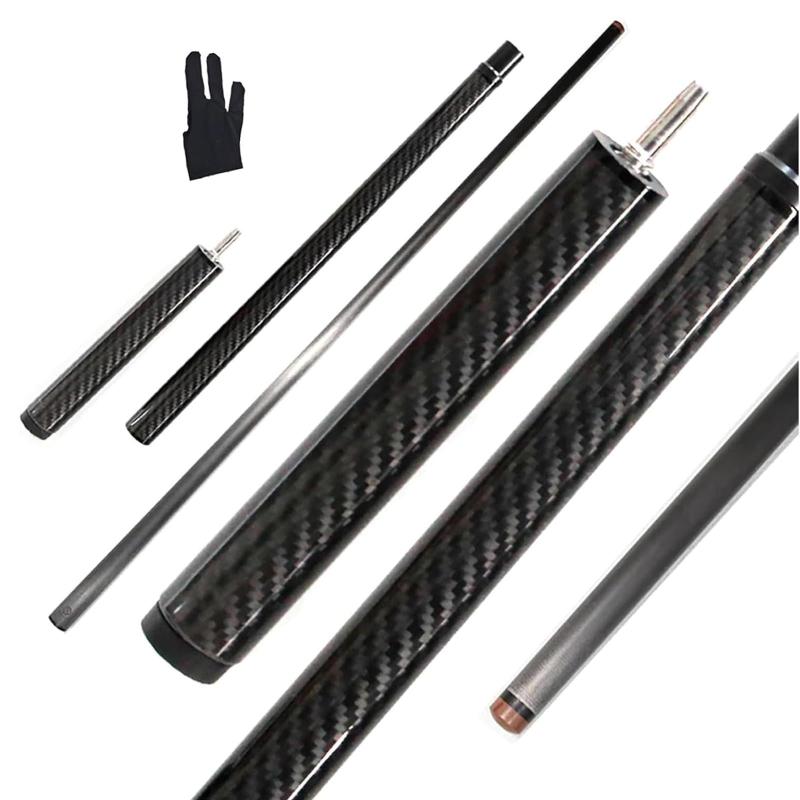 ビリヤードキュー ジャンプキュー カーボンファイバー 3分割構造 49インチ（約124cm） 13.8mm 13オンス 収納袋付き 8ボール 9ボール（光沢仕上げ）｜ロックオンショップ