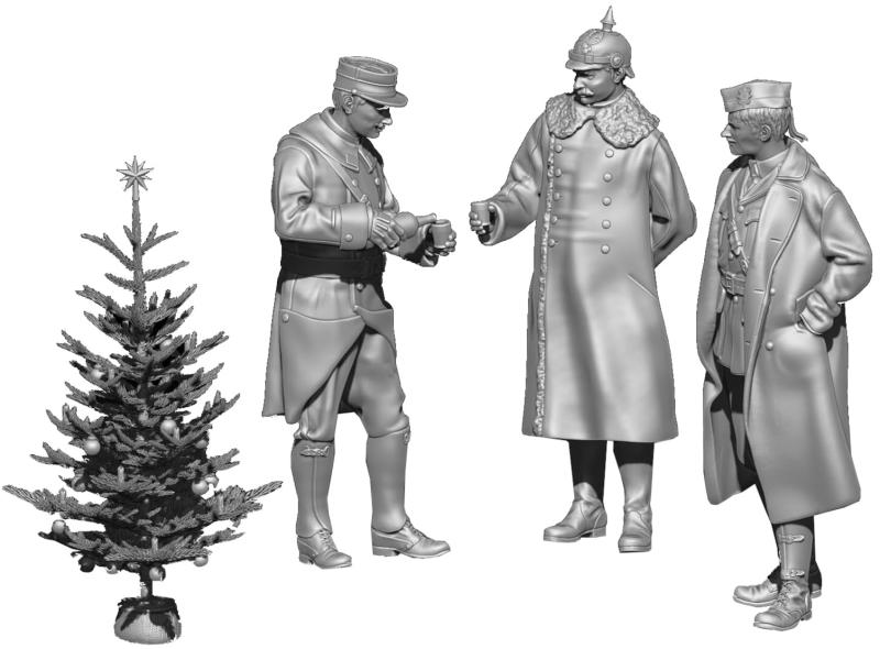 ダイナモモデルズ 1/35 クリスマス休戦 1914年 ビネットセット 3体入・ベース付 3Dプリンター製キット DYN35225 (人物)｜ロックオンショップ 19,124円