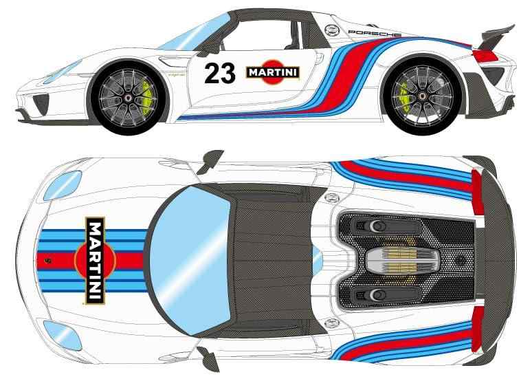 メイクアップ (Make up) EIDOLON 1/43 Porsche 918 Spyder weissach package 2011 Rear Wing up ホワイト/マルティニストライプ 完成品 EM812A｜ロックオンショップ