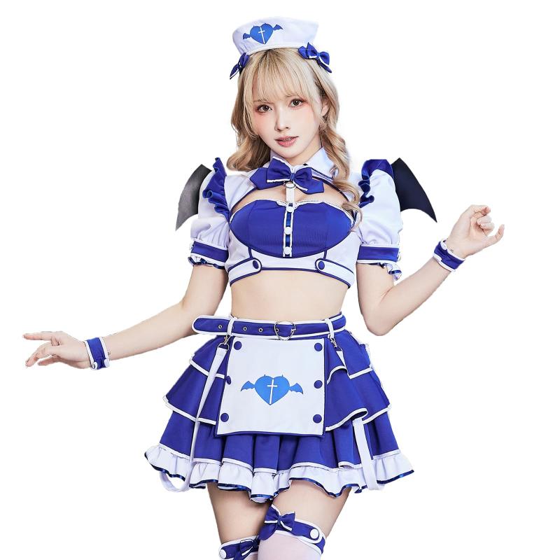 [Malymoon] コスプレ ナース 看護師 サキュバス 赤 青 看護婦 衣装 仮装 マリームーン 12点セット 10263｜ロックオンショップ
