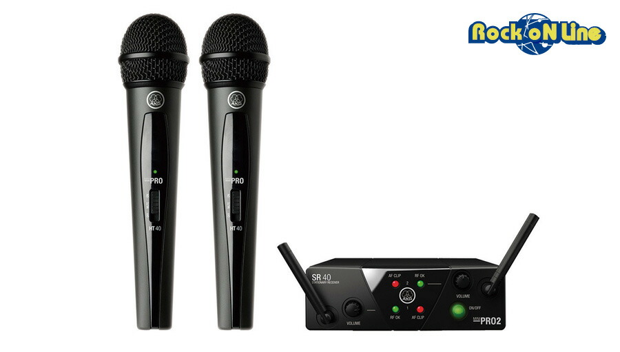 AKG ワイヤレス　SR40 PT40 MINI PROセット AKG WMS40 Mini wireless microphone system SR40 PT40 mic