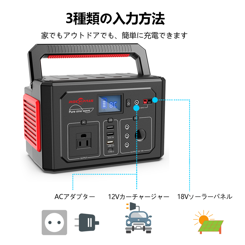 Rockpals ポータブル電源 mah 2wh ソーラーパネル 100w Etfe ソーラーチャージャー スタンド付き 折りたたみ 防災 停電対策 車中泊 アウトドア キャンプ 電気代0円 家庭用蓄電池 太陽光発電 電気代節約 省エネ 地震時に 大容量 在宅勤務 ソーラーパネルセット