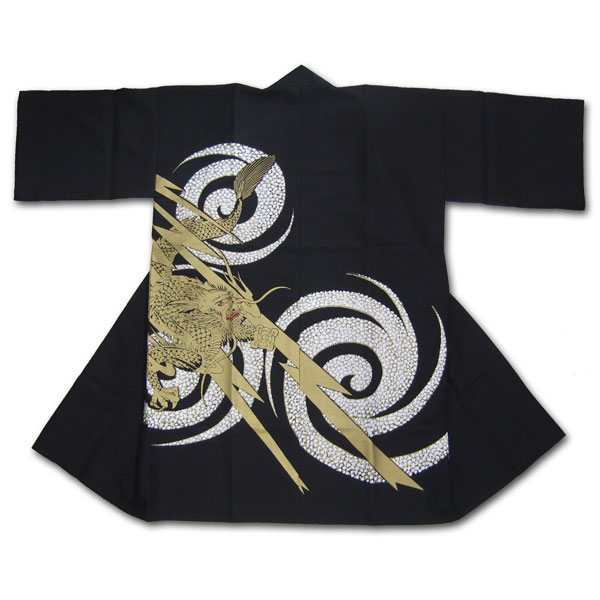 祝賀会備品/法被 日本の舞踊 長半天 龍 〔黒〕 造-4053  【貨物輸送無料】【貨物輸送無料生産ライン/39販売店】