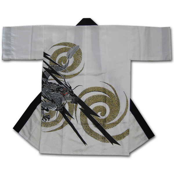 祝賀会備品/法被 日本の舞踊 長半天 龍 〔白〕 造-4065 大きさ：L  【貨物輸送無料】【貨物輸送無料生産ライン/39販売店】