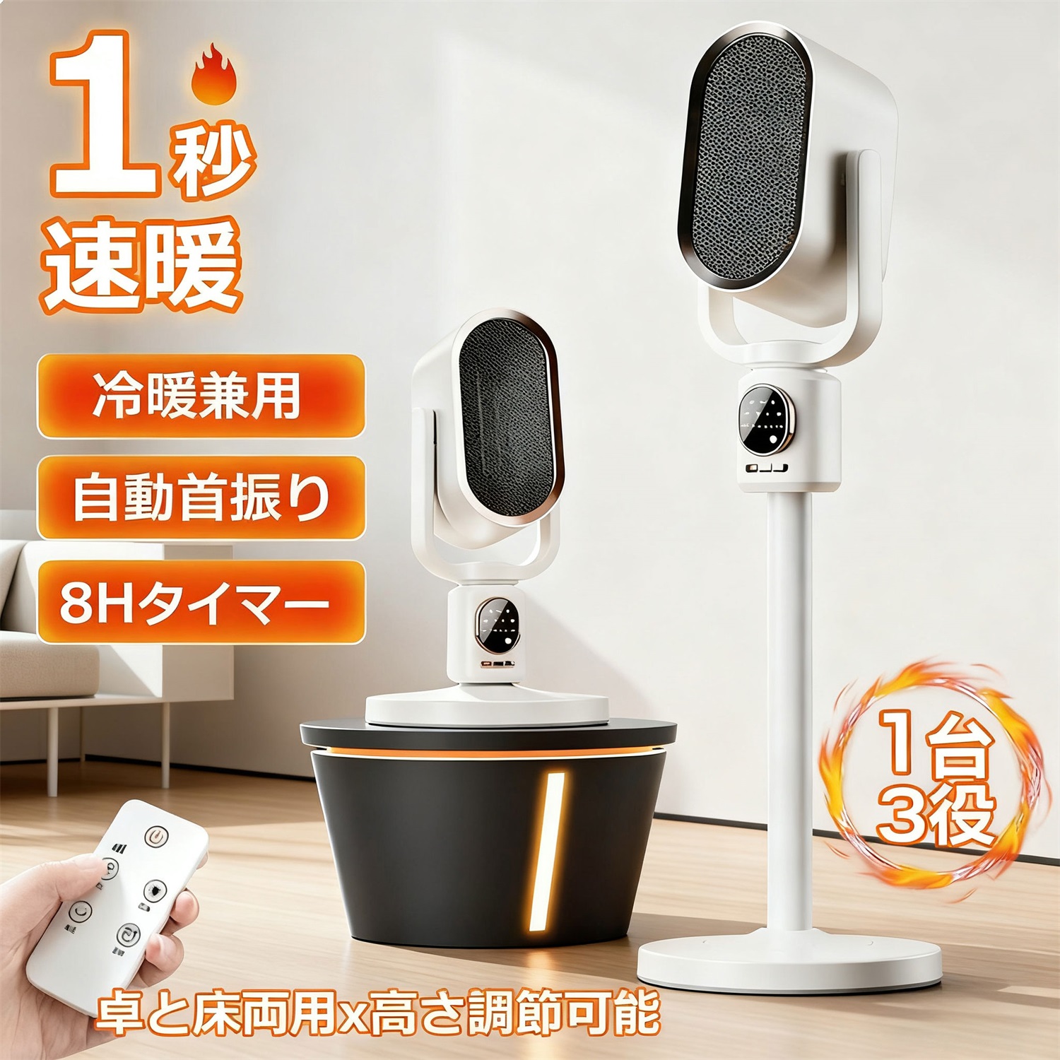 【2025冬新作】セラミックヒーター 電気ファンヒーター 伸縮可能 2秒速暖 16畳部屋対応 3段階切替 タイマー り ナイトライト付 リモコン付 安全保護機能 暖房器具 タイマー 転倒OFF 上下左右首振り ナイトライト付 リモコン付 安全保護機能 防寒対策 暖房器具 静音 PSE認証 9,865円