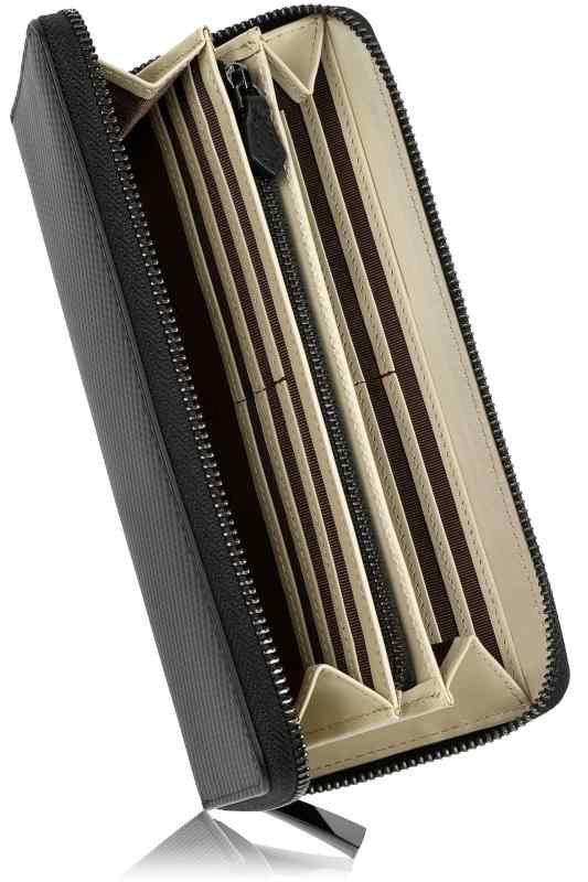 [ブランゼ] 財布 メンズ 長財布 イタリアン ブラックレザー YKK製 ラウンドファスナー セパレート型 小銭入れ