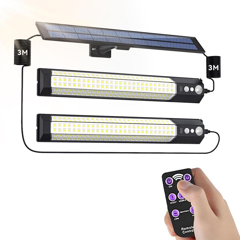 Yasoku ソーラーライト 分離型 2灯 LED 屋外 人感 センサーライト【極高輝度2500lm・IP65防水・延長コード3m×2本】3モード切替 2000mAh大容量電池 リモコン付 自動点灯/消灯 室内/室外兼用 地震/津波