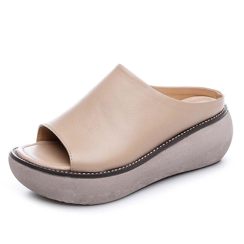 【楽天市場】[MIDIRO] サンダル レディース カジュアル スリッパ 本革 厚底 袴用 通学 通勤 歩きやすい 通気性 ソフトソール ...