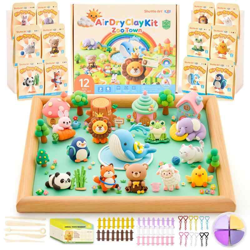 Shuttle Art 子供用粘土 クレイ 動物園 55点 粘土セット 道具 ツール付き 軽量 安全 ベタつかない 手作り DIY ハンドメイド 手芸クラフト 初心者 工作ギフト 男の子 女の子 プレゼント