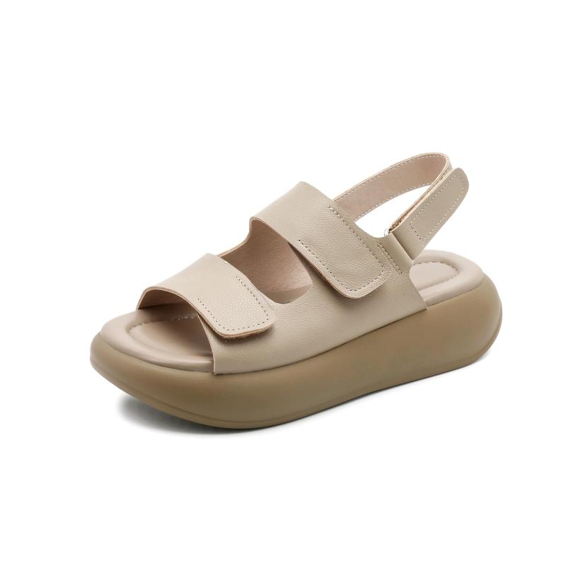 【楽天市場】[MIDIRO] サンダル レディース カジュアルサンダル カジュアル 本革 厚底 袴用 通学 通勤 歩きやすい 通気性 ソフト ...